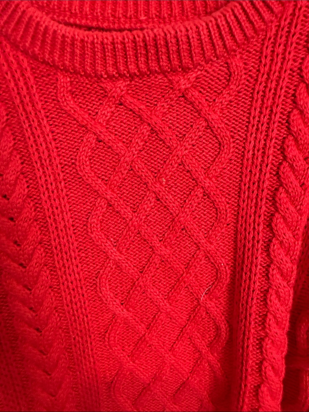 J. Crew Red Cable-Knit Crewneck Sweater - Picture 3 of 4